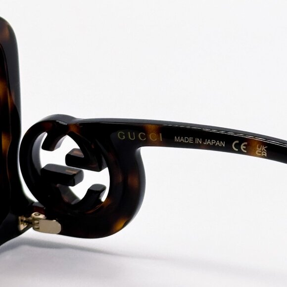 NEW GUCCI GG1326S 007 OVERSIZED DARK HAVANA BROWN MIRROR WOMEN SUNGLASSES - Picture 11 of 13